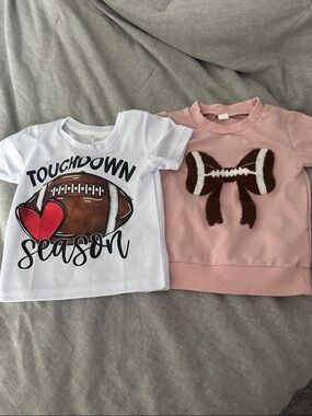 Kids Pink Football Bow Sweatshirt - Unbranded